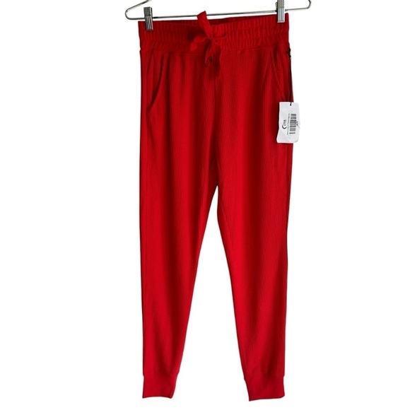 NWT Zyia Active Don't Wake Me Up Thermal Joggers, Red, Size M - Picture 2 of 8